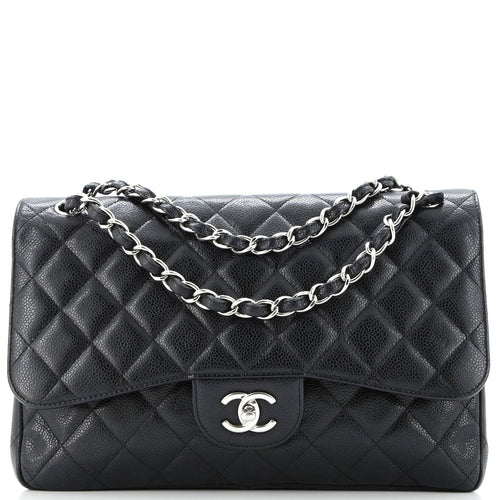CHANEL Classic Double Flap Bag Quilted Caviar Jumbo