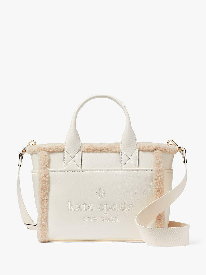 Kate Spade Au Jett Faux Shearling Mixed Materials Small Tote