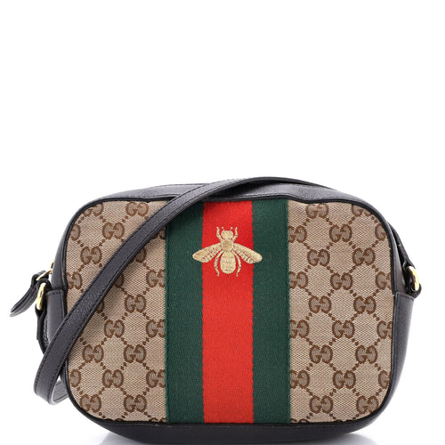 GUCCI Bee Web Camera Bag GG Canvas