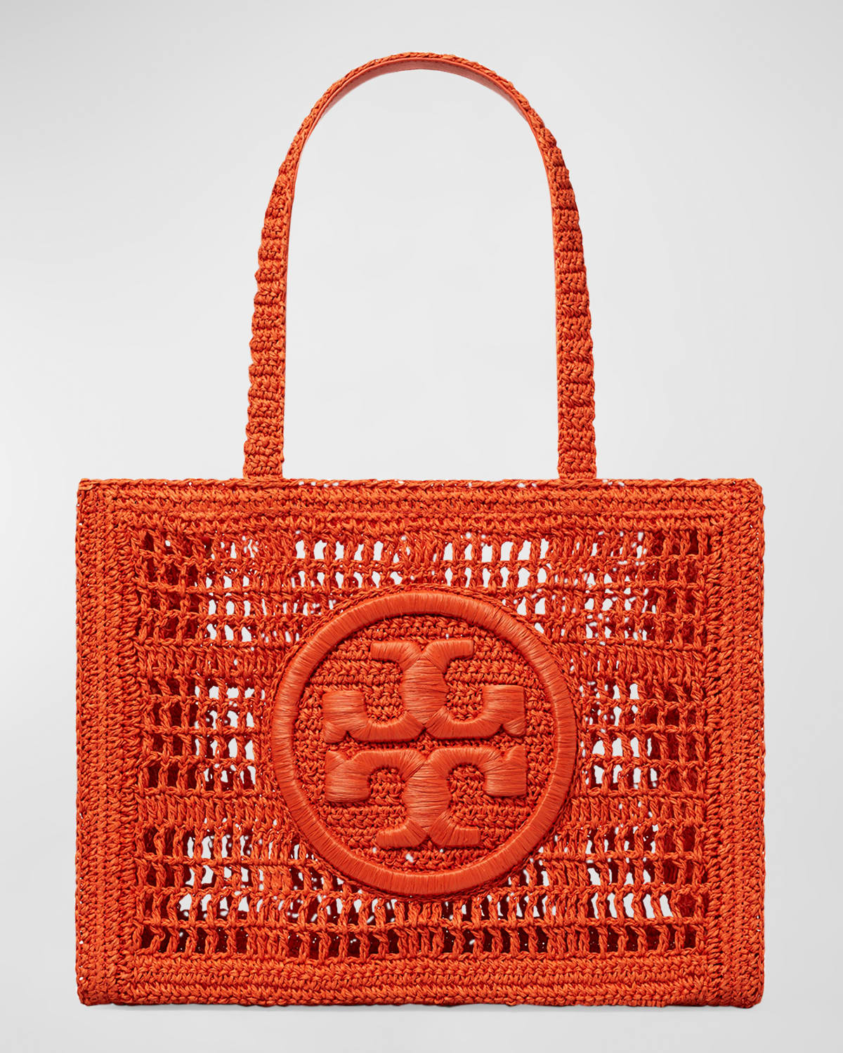 Tory Burch Ella Small Crochet Straw Tote Bag