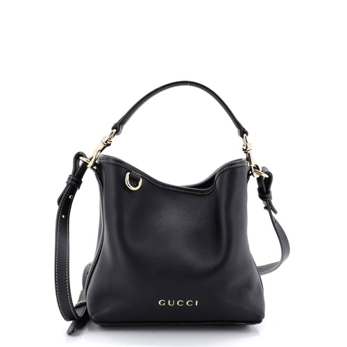 GUCCI Emblem Bucket Bag Leather Small