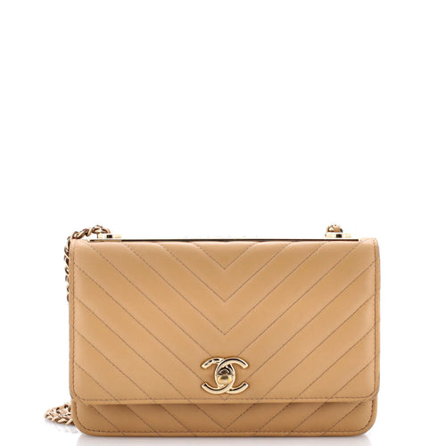 CHANEL Trendy CC Wallet on Chain Chevron Lambskin