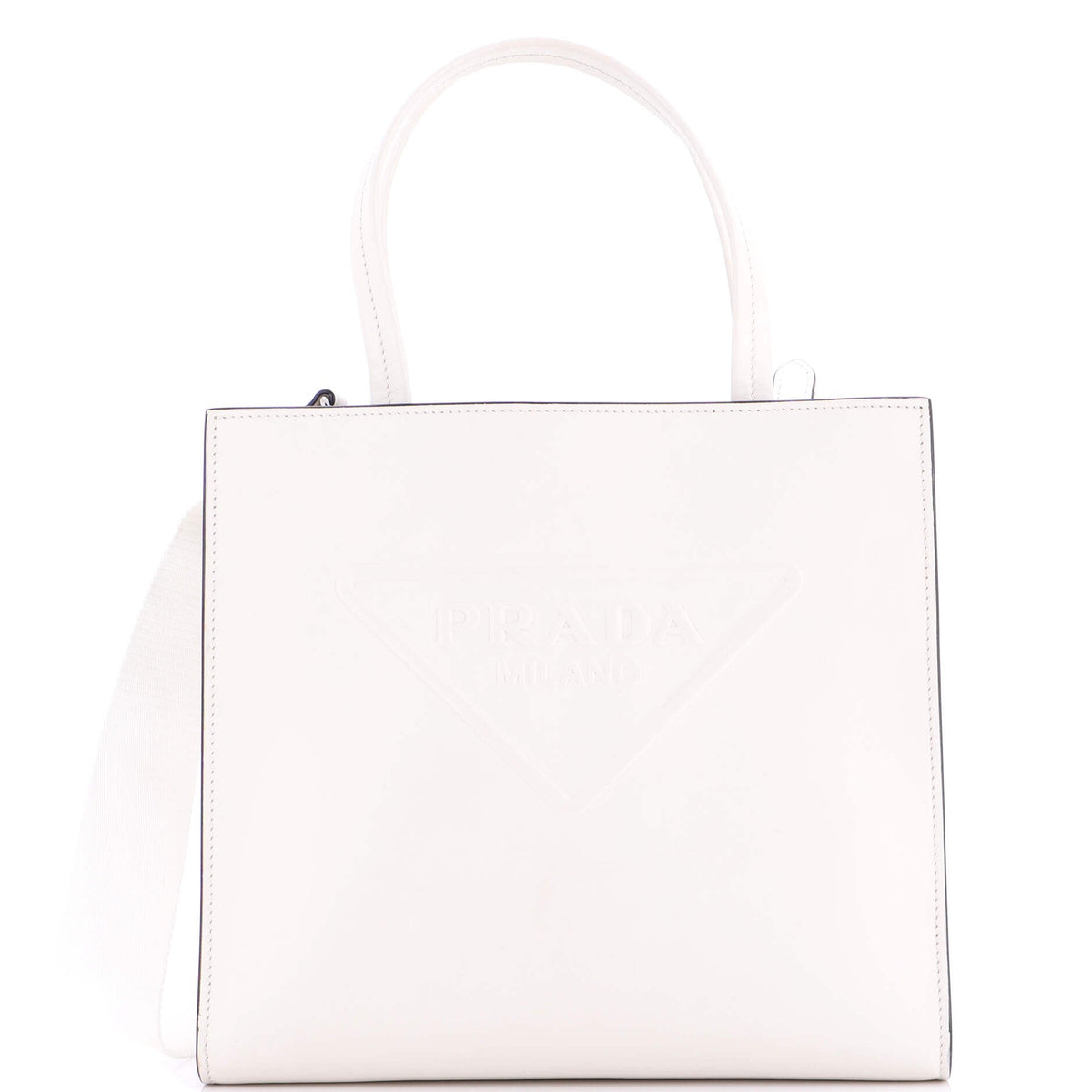 Prada PRADA Logo Drill Tote Leather Small