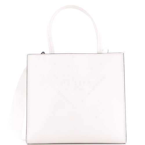 PRADA Logo Drill Tote Leather Small