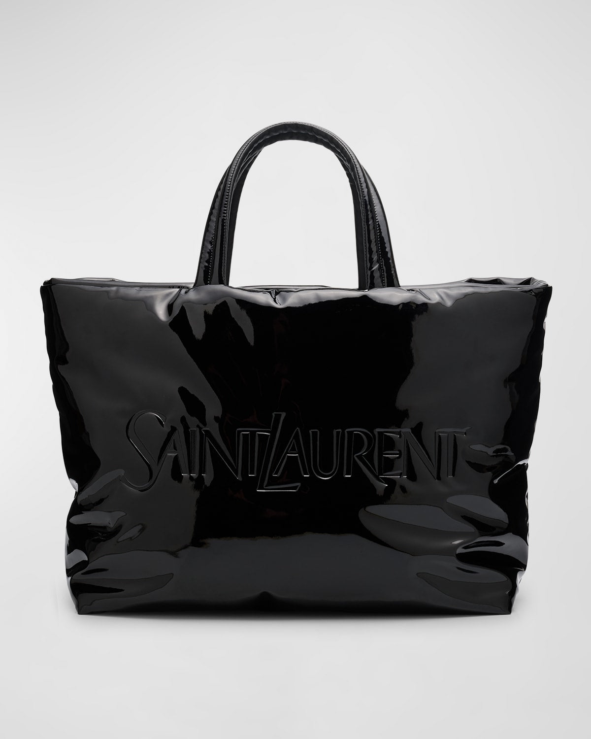 Saint Laurent Men's Patent Leather Maxi Tote Bag