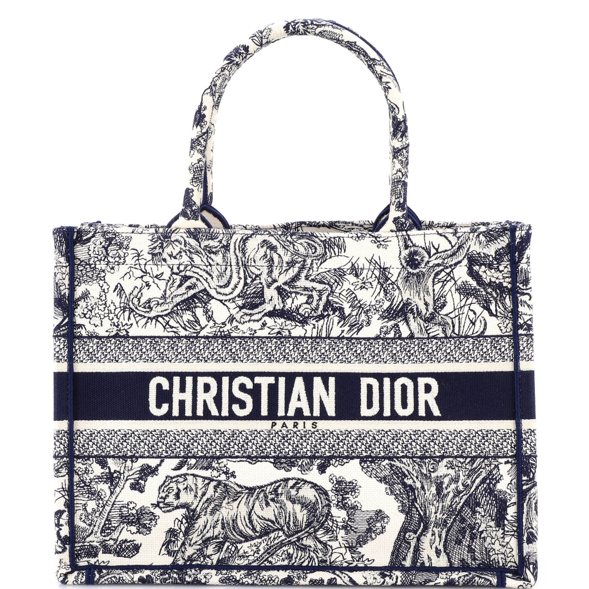 Christian Dior Book Tote Embroidered Canvas Medium