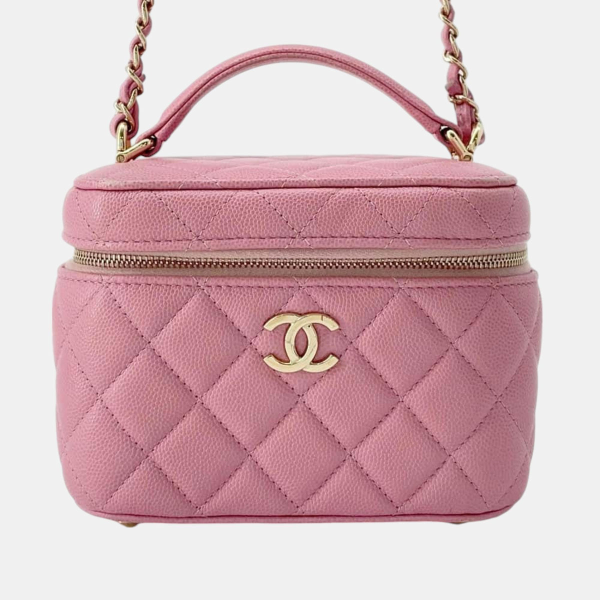 Chanel Caviar Matelasse Coco Mark Skin Chain Vanity Bag