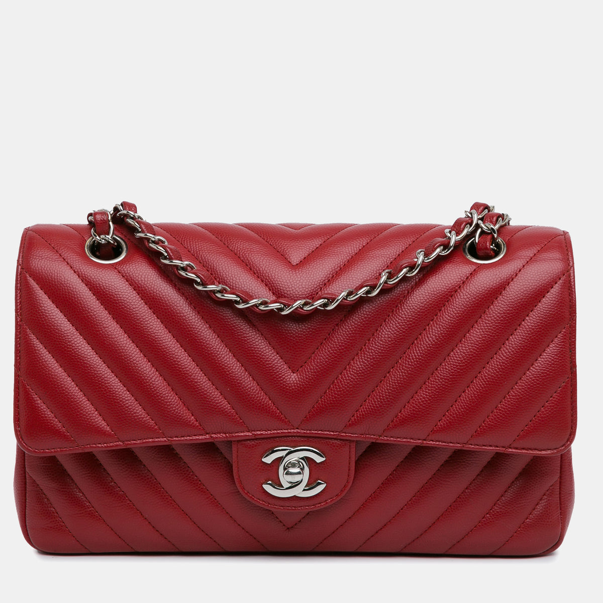 Chanel Medium Classic Chevron Caviar Double Flap