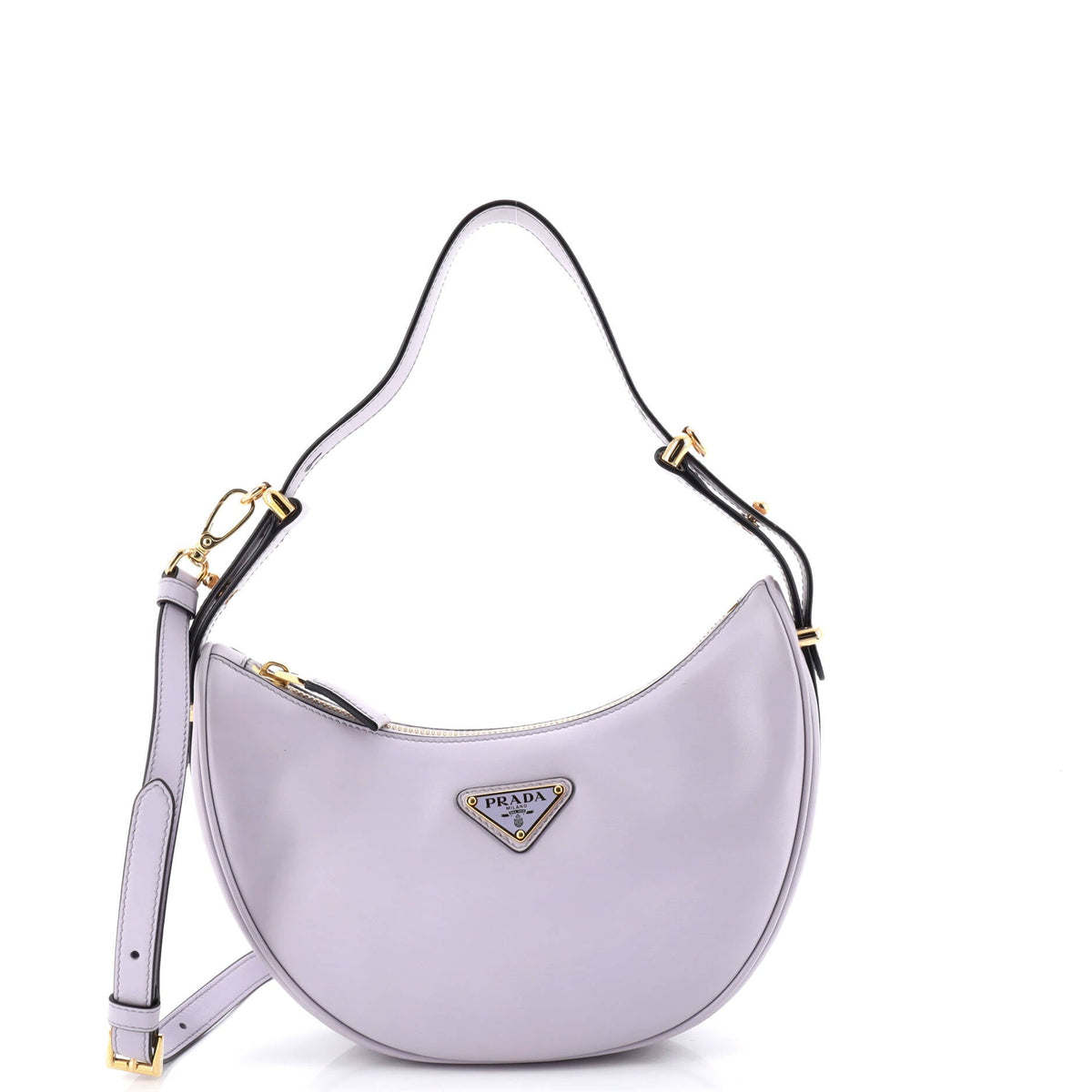 Prada PRADA Arque Half Moon Hobo Leather Small
