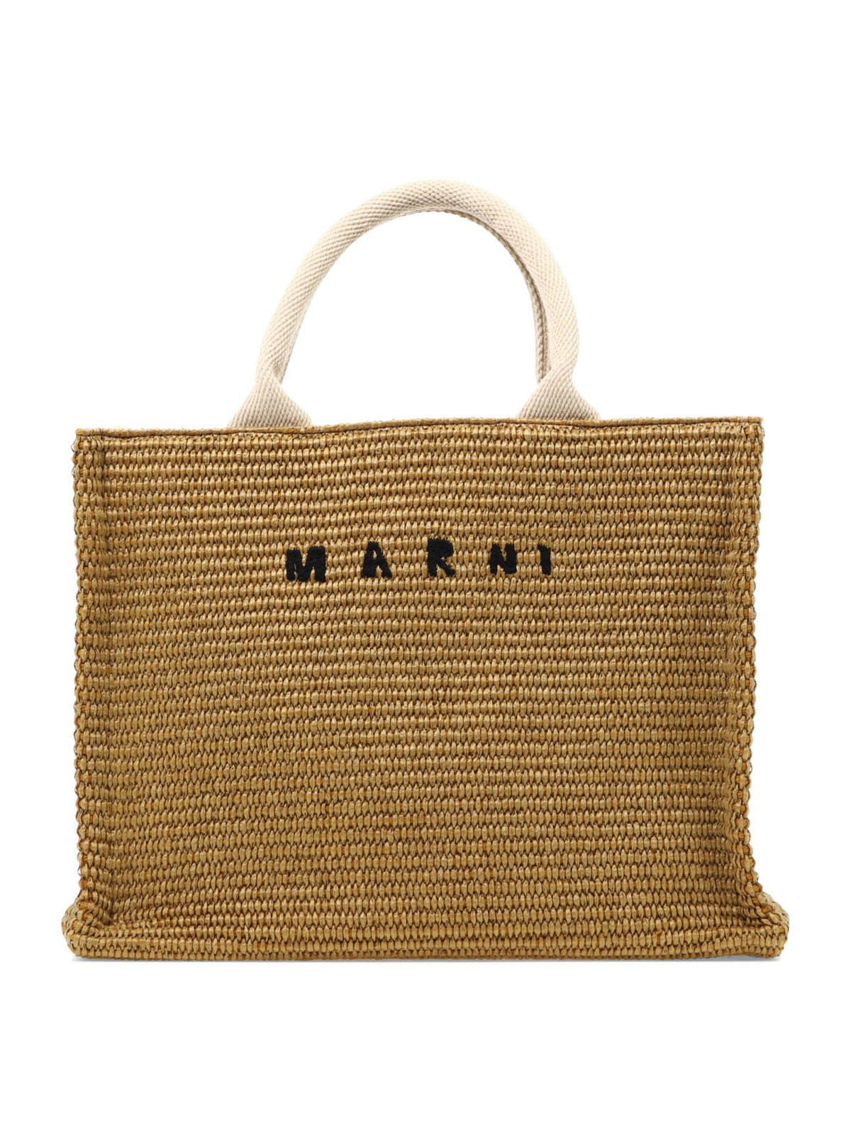 Marni Women's Raffia-Effect Small Tote Bag in Beige | SHMP0077U0P3860Z0R42