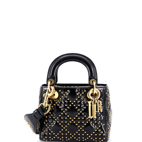 Supple Lady Dior Bag Cannage Studded Patent Mini