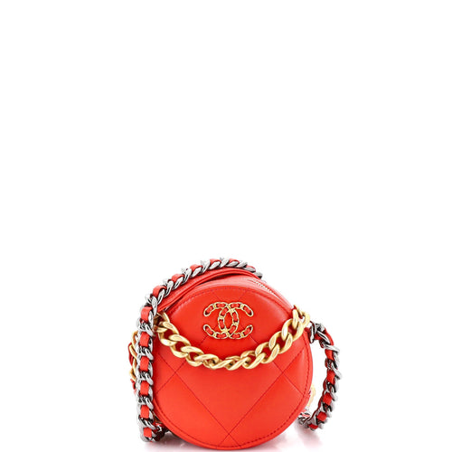 CHANEL 19 Round Clutch with Chain Quilted Leather