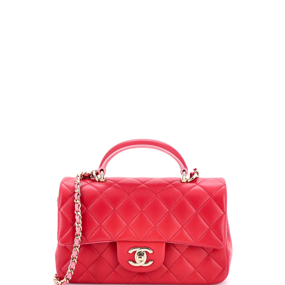 Chanel CHANEL Classic Single Flap Top Handle Bag Quilted Lambskin Mini