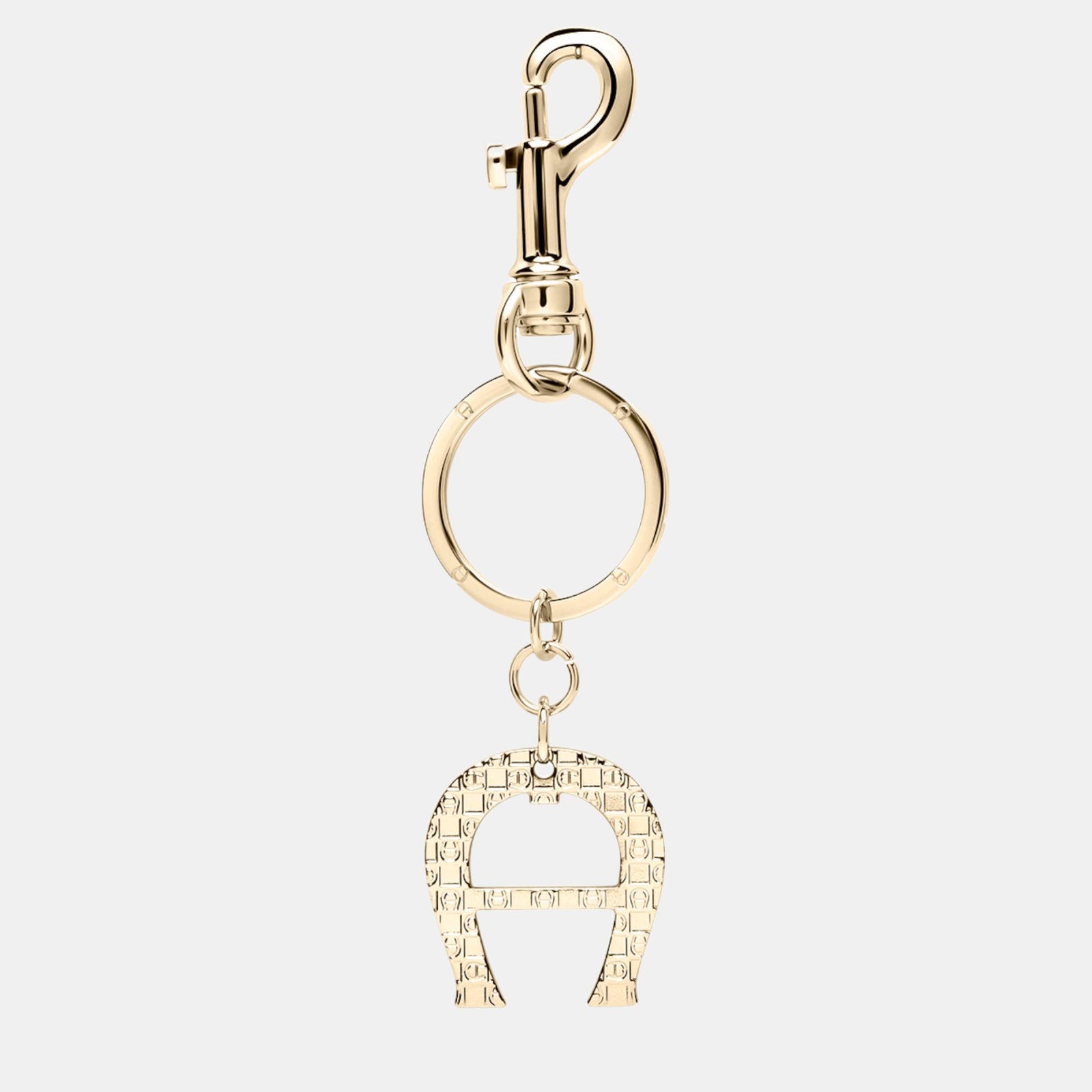 Aigner Gold shiny light gold Metal Basics Keyring with Dadino Logo Gold Coloured