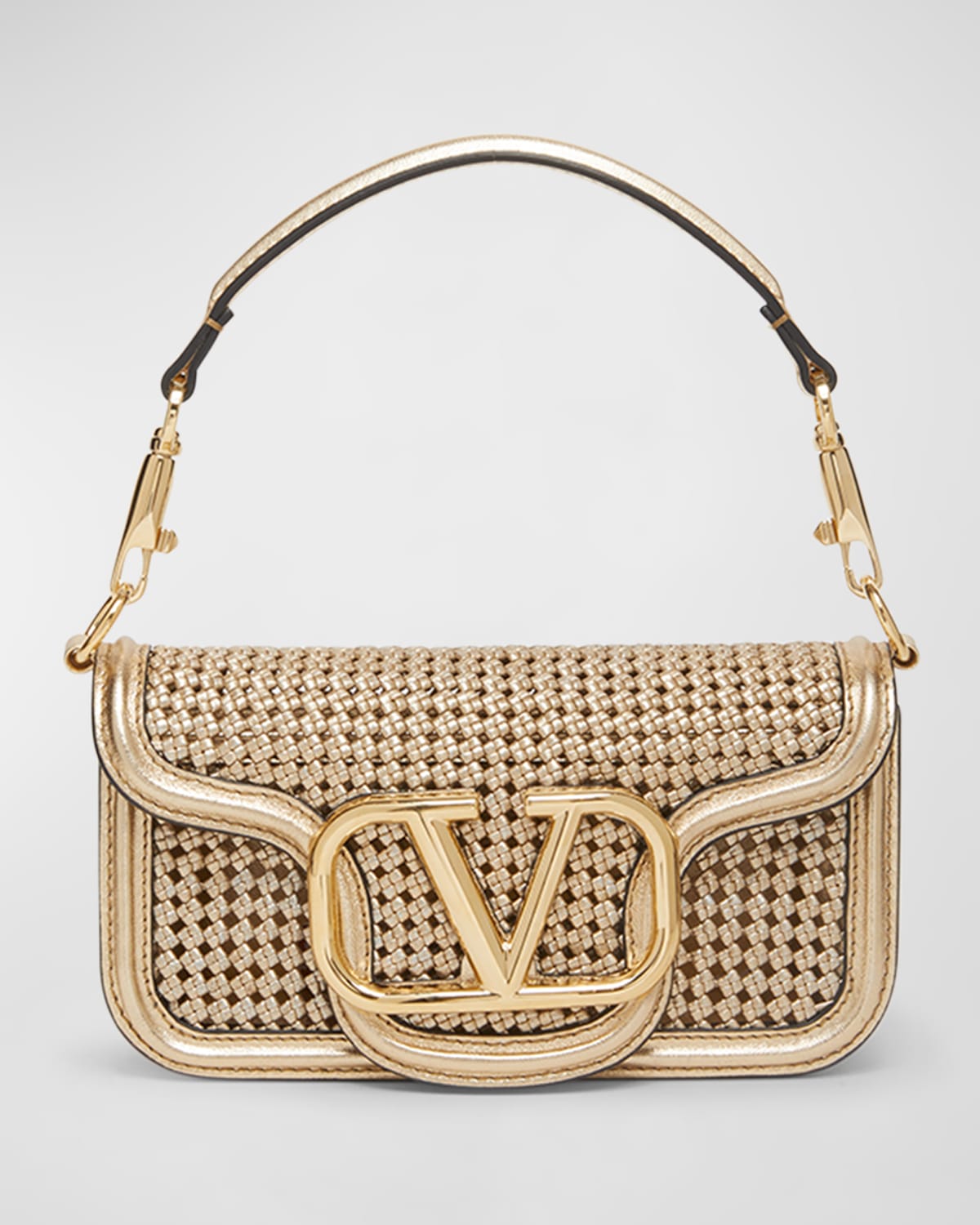 Valentino Loco Small Woven Metallic Shoulder Bag