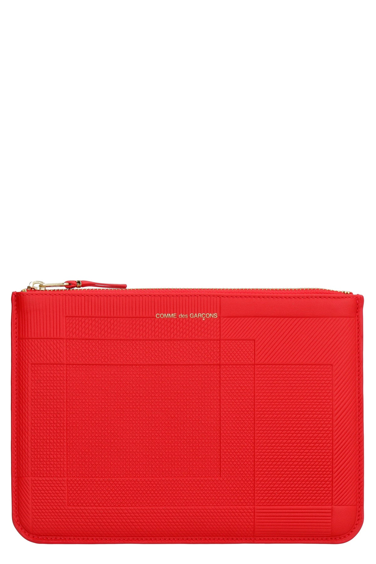 Comme Des Garçons Men's Logo Detail Flat Leather Pouch in Red | SA5100LS Color 3