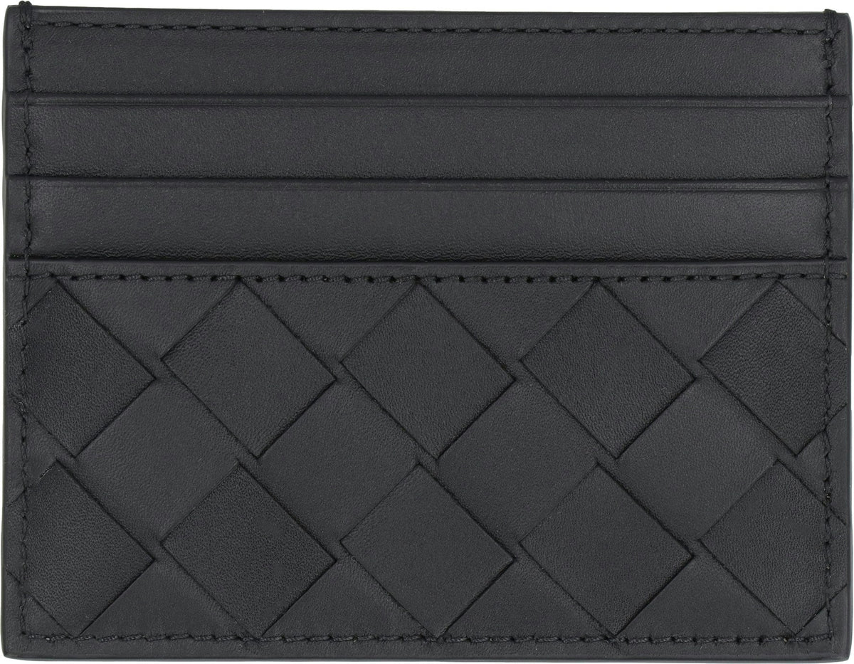 Bottega Veneta Men's Woven Card Holder in Black | Size UNICA | 743209VCPQ3