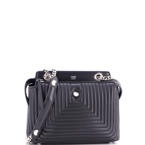 FENDI DotCom Click Shoulder Bag Quilted Leather Small