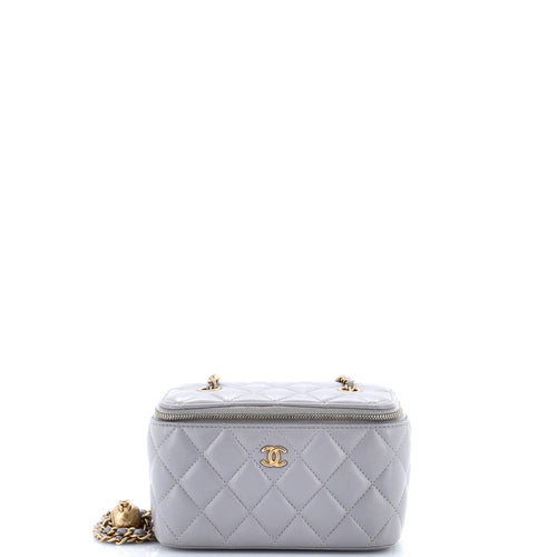 CHANEL Pearl Crush Vanity Case with Chain Quilted Lambskin Small