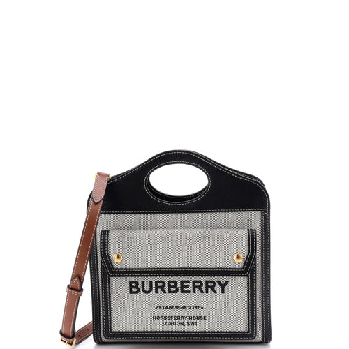Logo Pocket Tote Canvas with Leather Mini