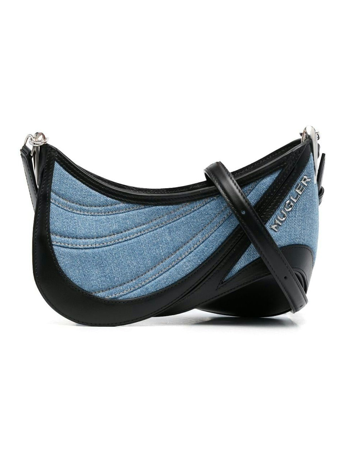 Mugler Women's Spiral Curve 01 Shoulder Bag in Denim | Size UNI | 10SA0007211