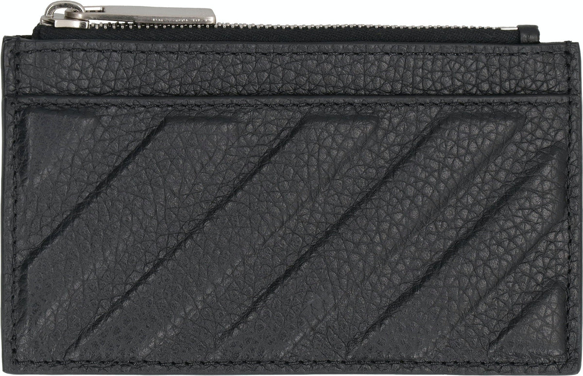 Off-White Men's Pebbled Calfskin Card Holder in Black | OMND057F23LEA001 Color 1000