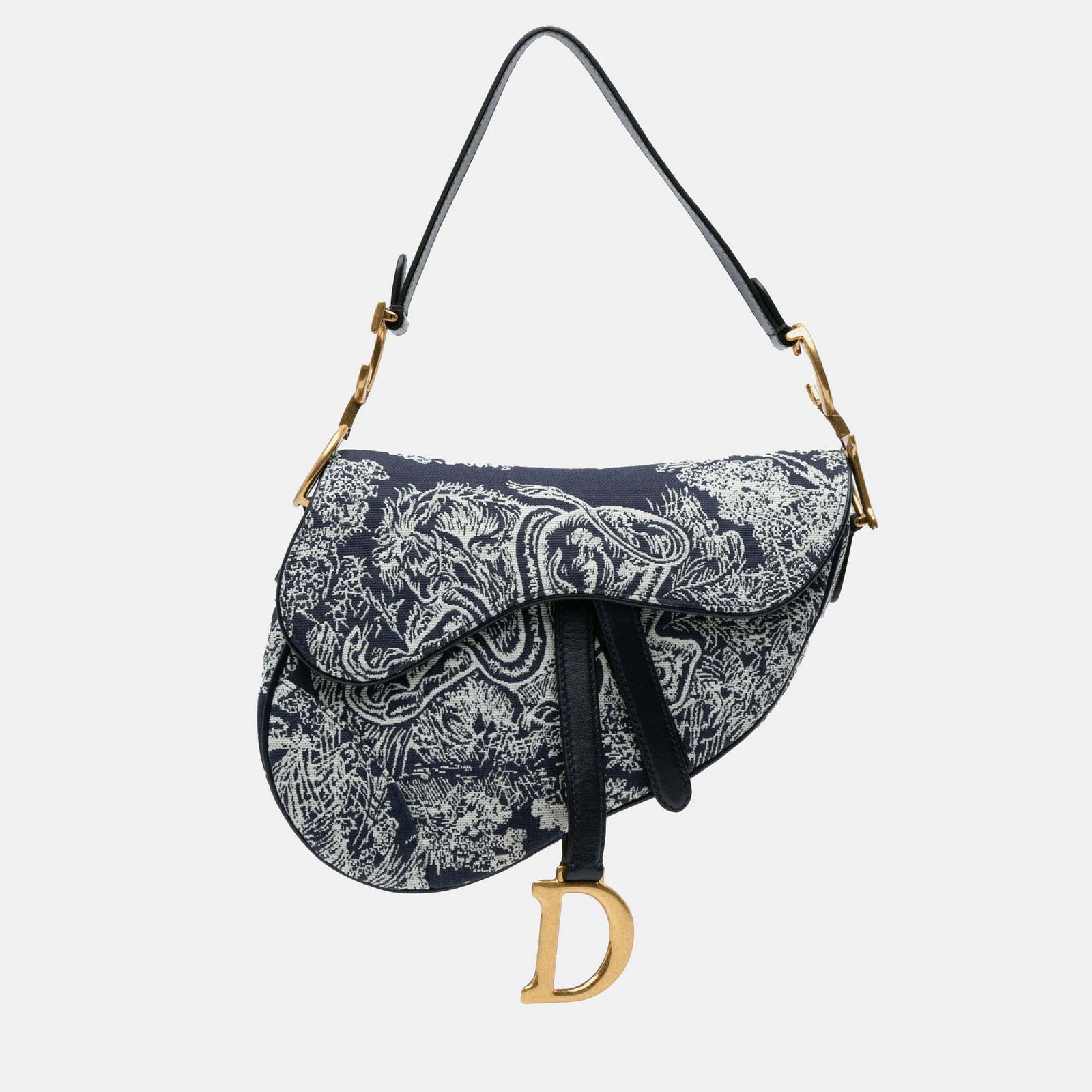 Dior Blue Canvas Medium Toile De Jouy Saddle Bag