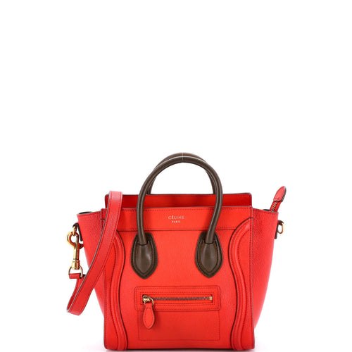 CELINE Bicolor Luggage Bag Grainy Leather Nano