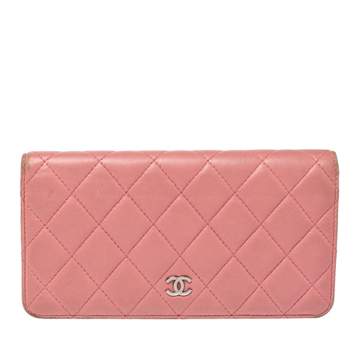 Pink Quilted Leather L Yen Continental Wallet