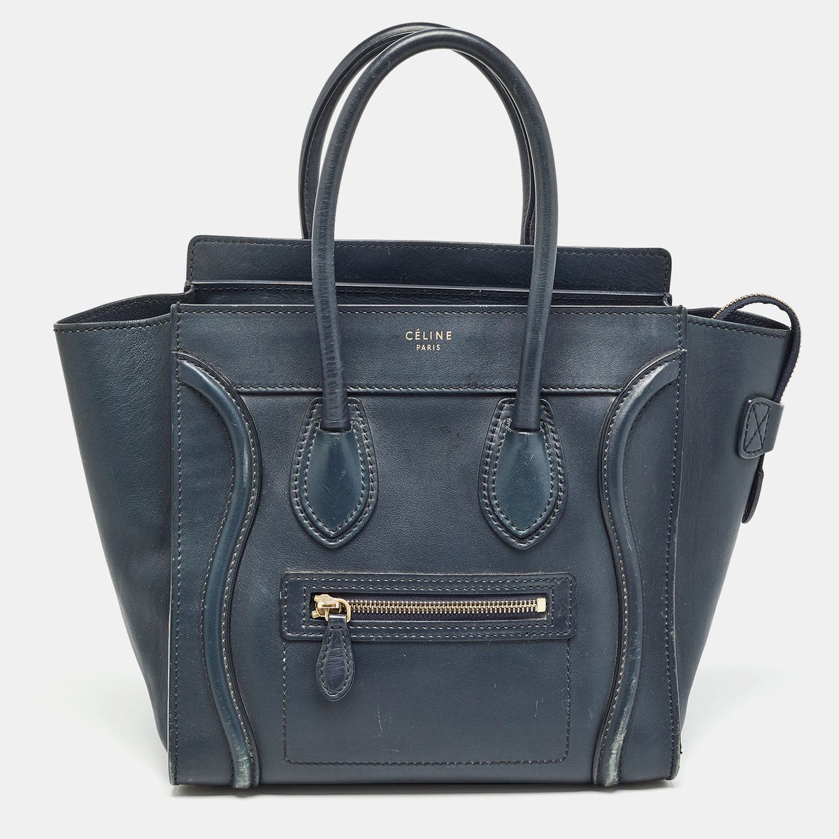 Celine Navy Blue Leather Micro Luggage Tote