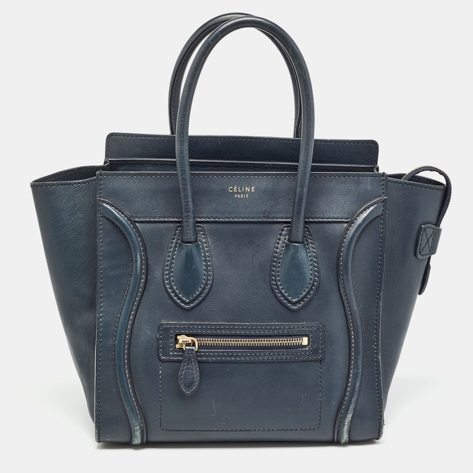 Celine Mikro-Gepäcktasche aus Leder in Marineblau