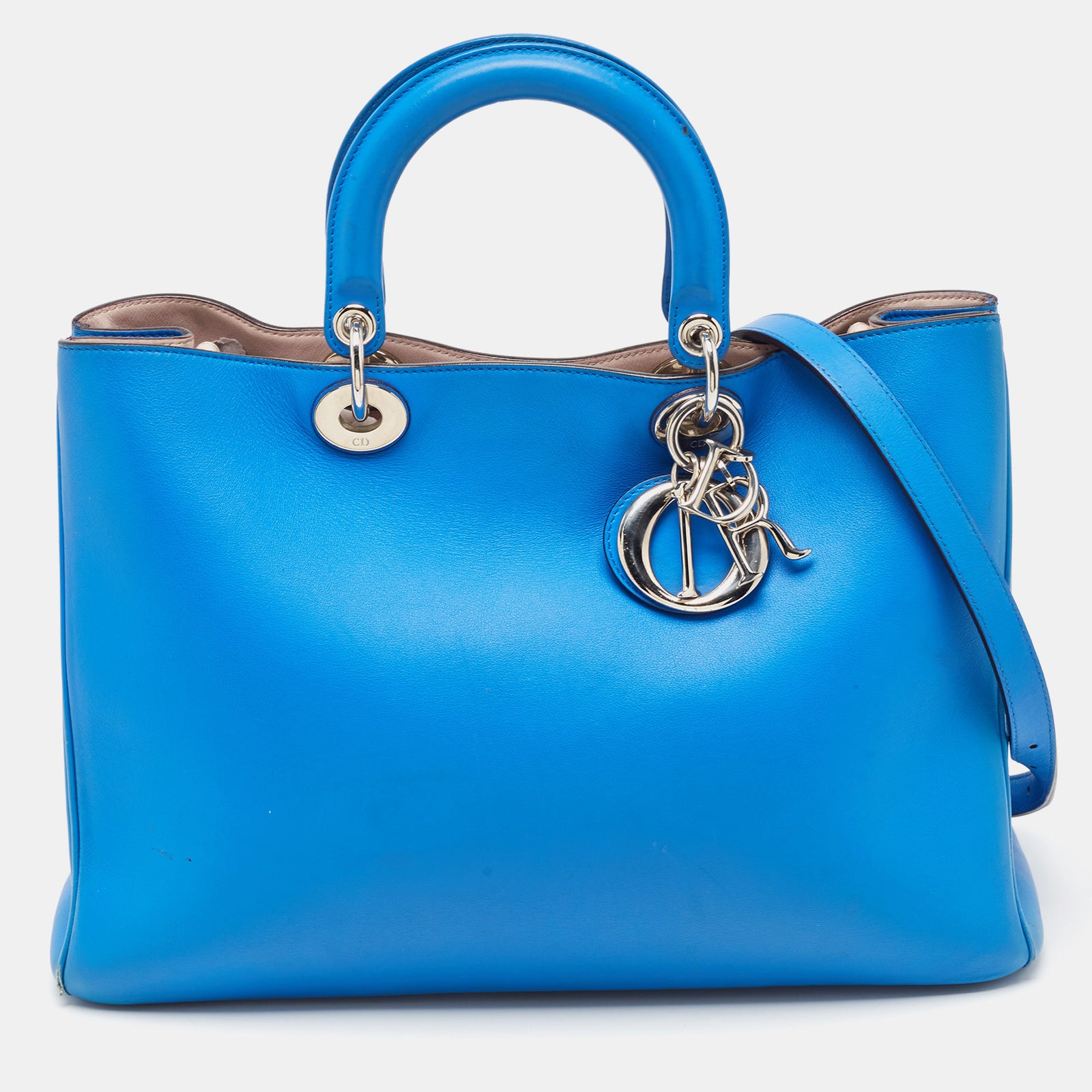 Dior Große Diorissimo-Shoppertasche aus blauem Leder