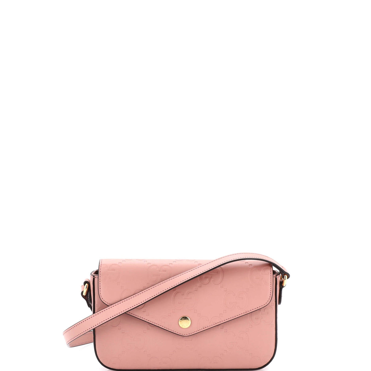 Gucci GUCCI Envelope Flap Crossbody Bag Jumbo GG Embossed Leather Super Mini