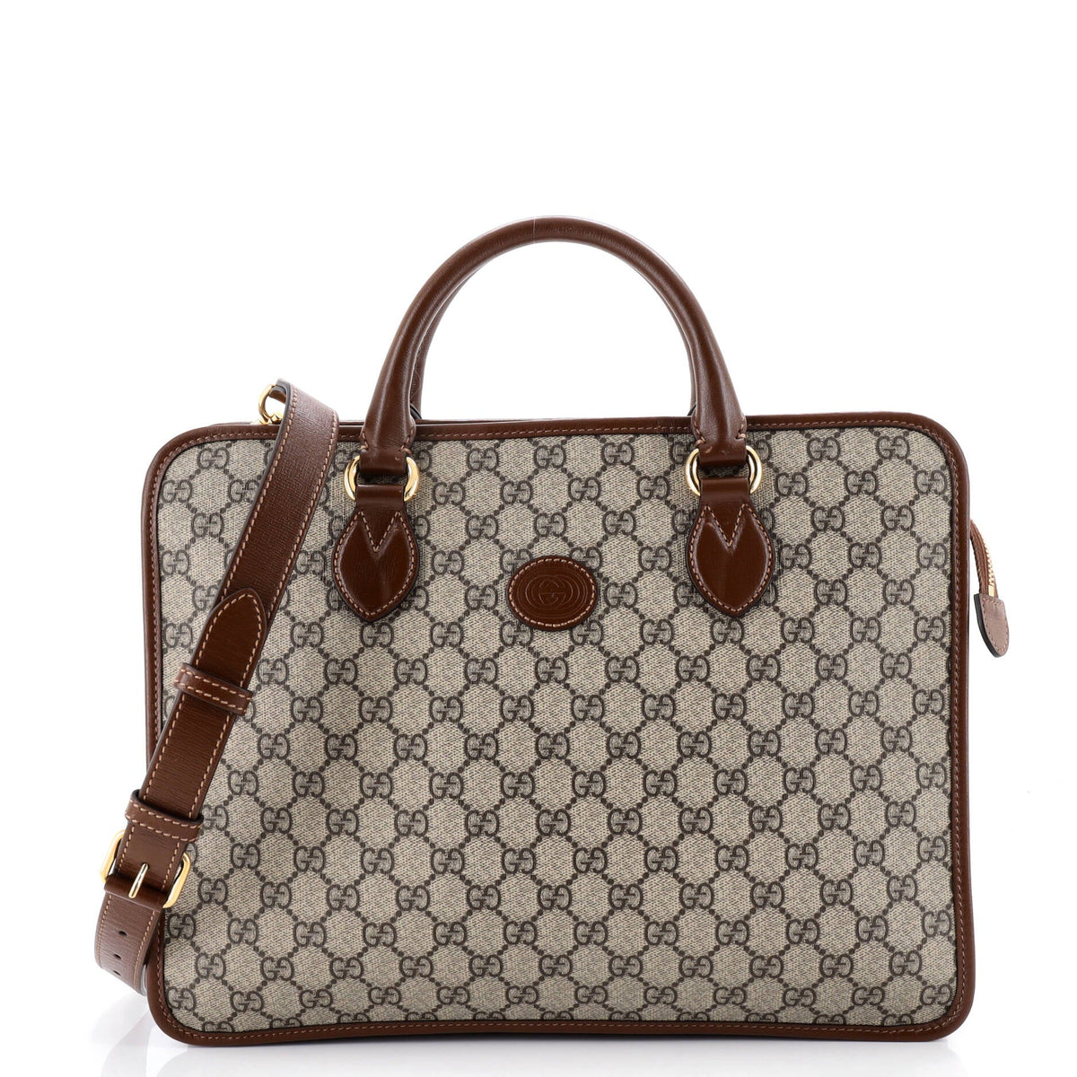 Gucci GUCCI Interlocking G Patch Briefacase GG Coated Canvas