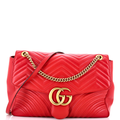 GUCCI GG Marmont Flap Bag Matelasse Leather Large
