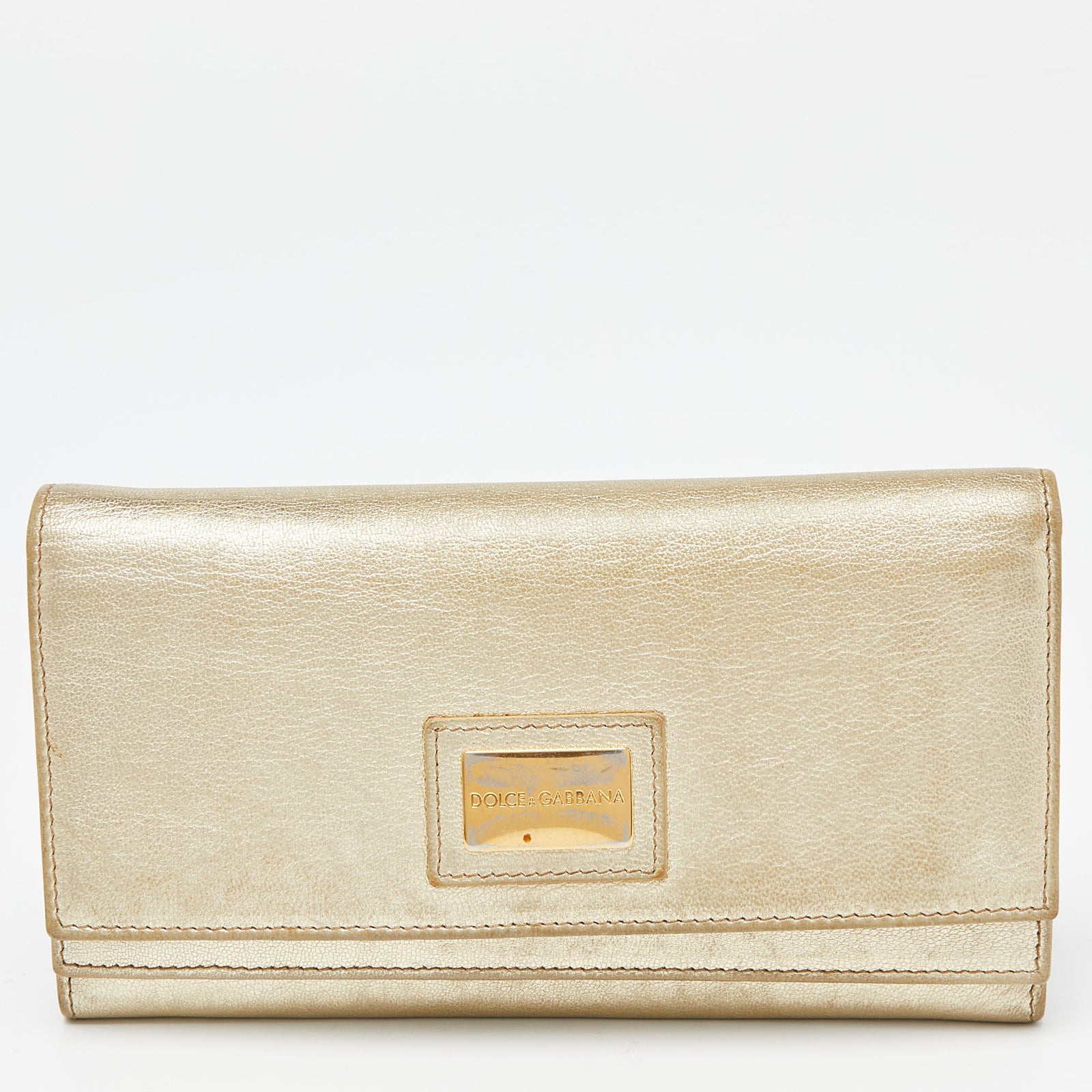 Dolce & Gabbana Gold Leather Continental Wallet