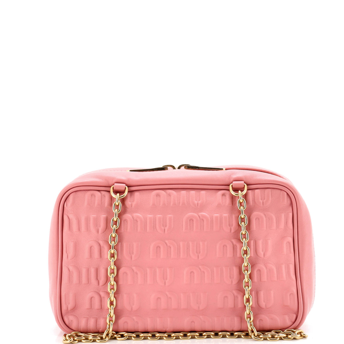 Miu Miu Softy Chain Camera Bag Logo Embossed Leather Medium