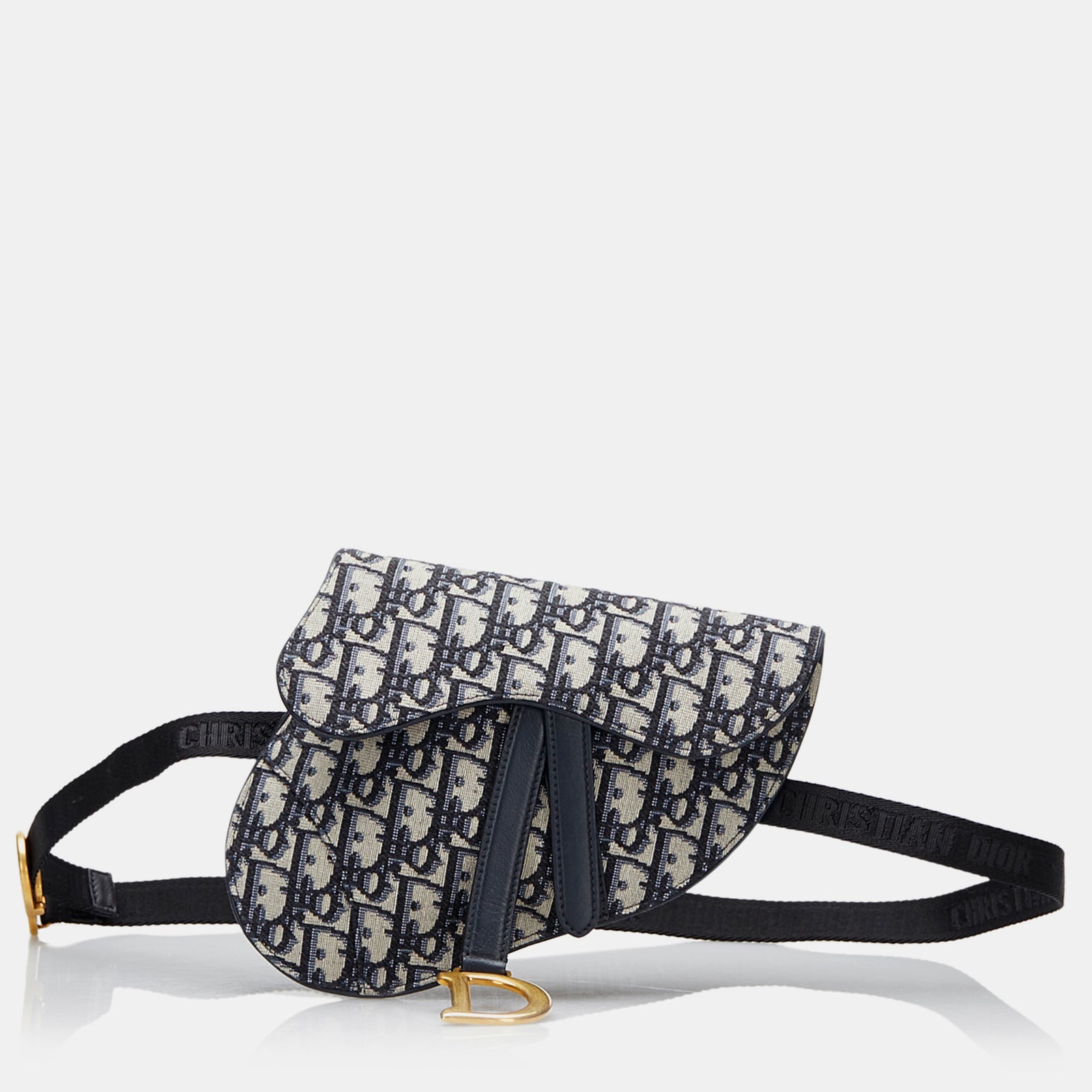 Dior Blue Canvas Oblique Saddle Belt Bag