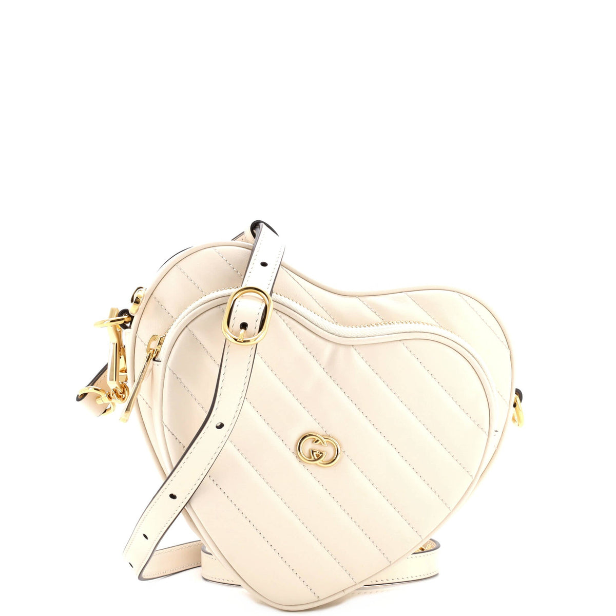 Gucci GUCCI Interlocking G Heart Shoulder Bag Diagonal Quilted Leather Mini