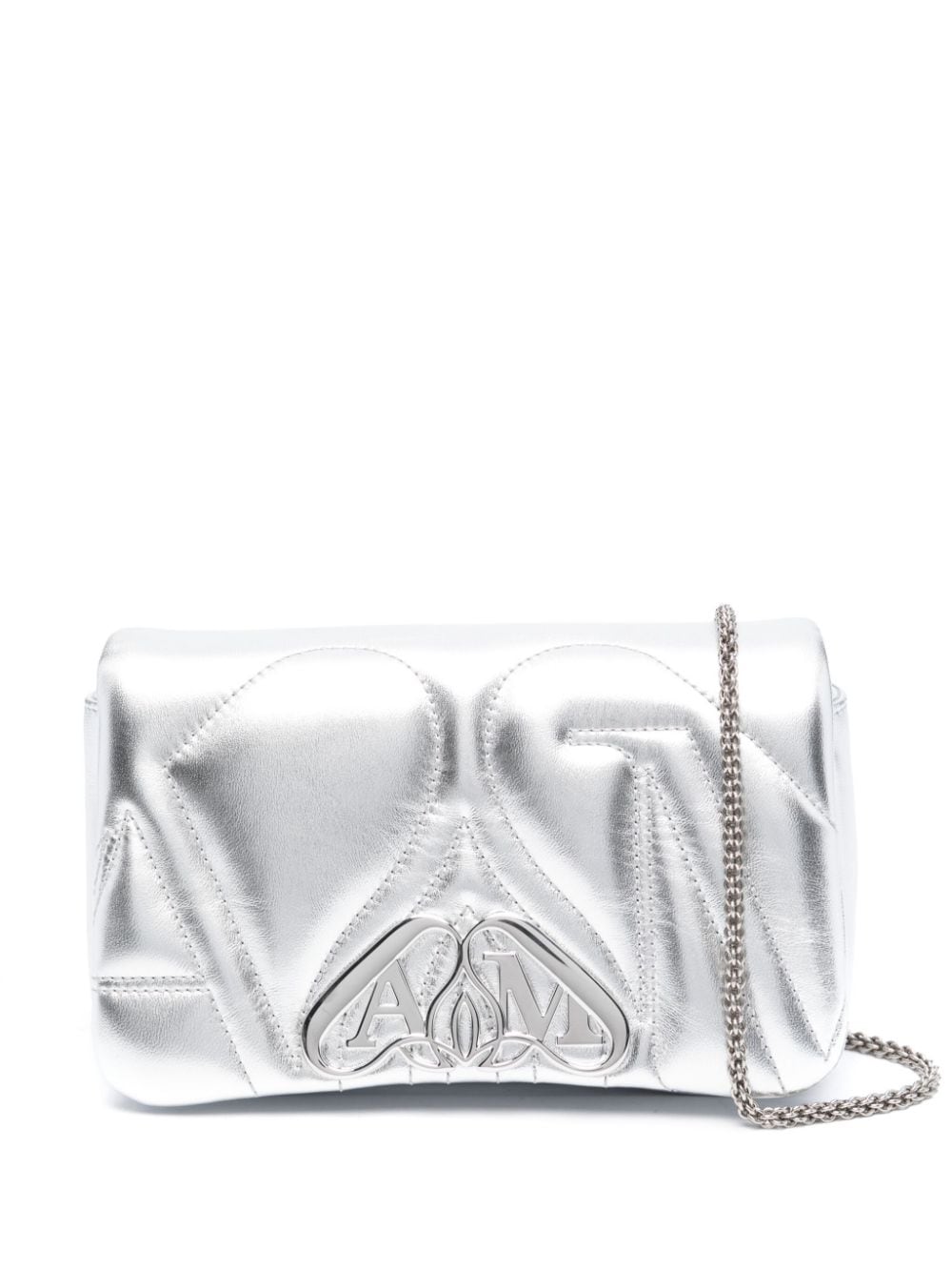 Alexander Mcqueen Women's Silver-Tone Metallic Leather Bag in Light Silver | Size UNI | 777011 Color 1BL0I1400