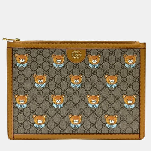 x KAI Beige Printed GG Coated Canvas Pouch