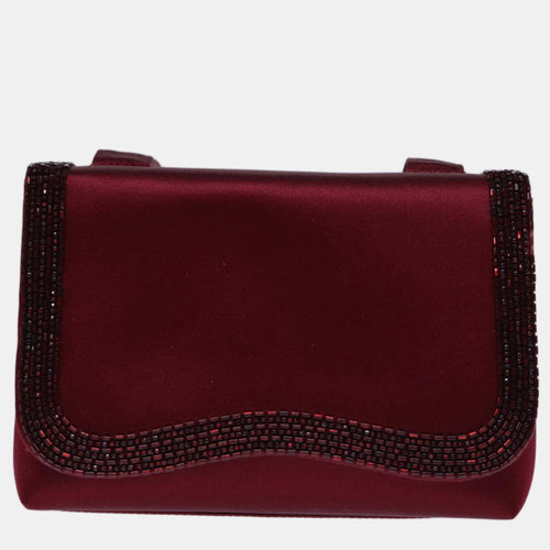 Red Satin Vintage Pearl shoulder Bag