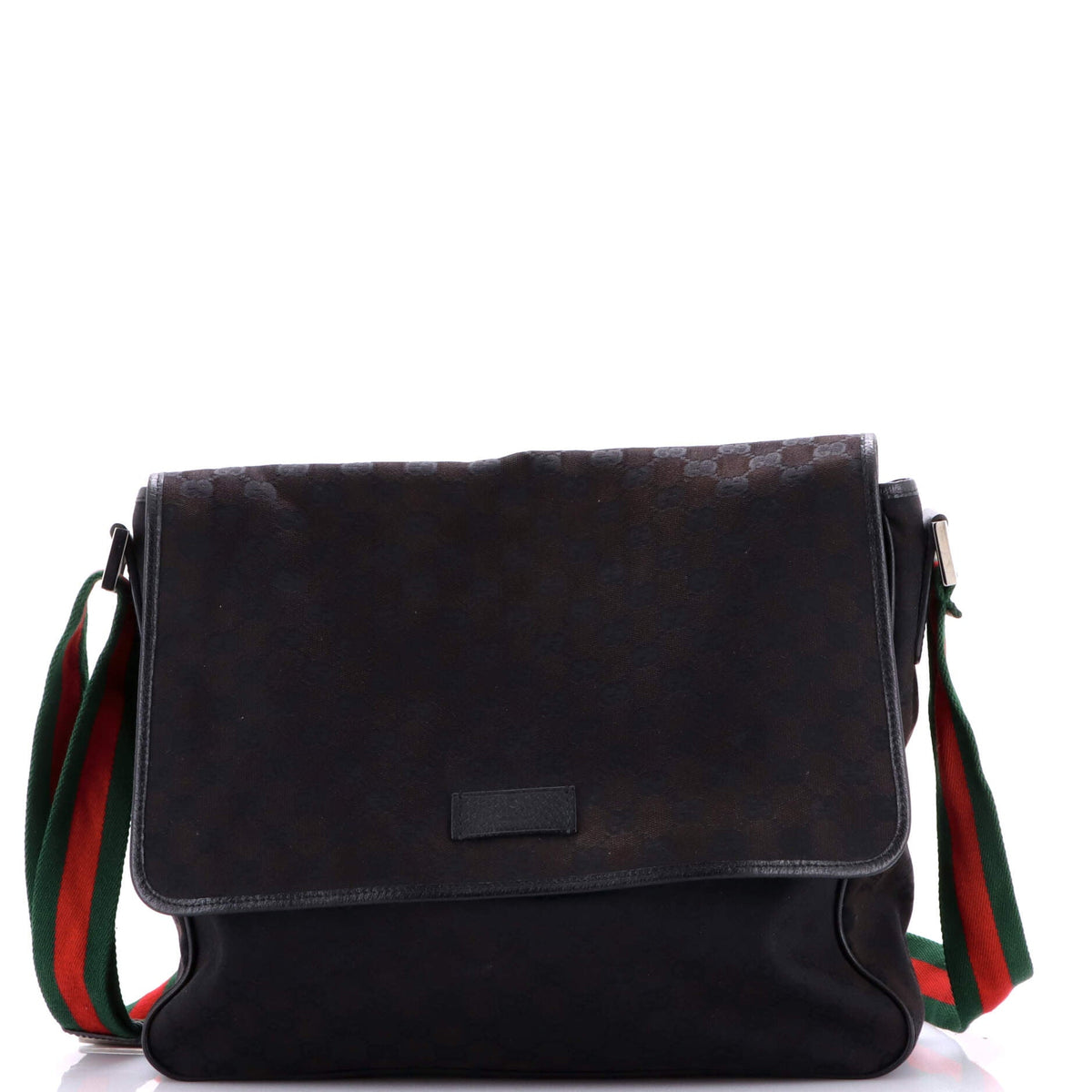 Gucci GUCCI Web Strap Flap Messenger GG Canvas Medium
