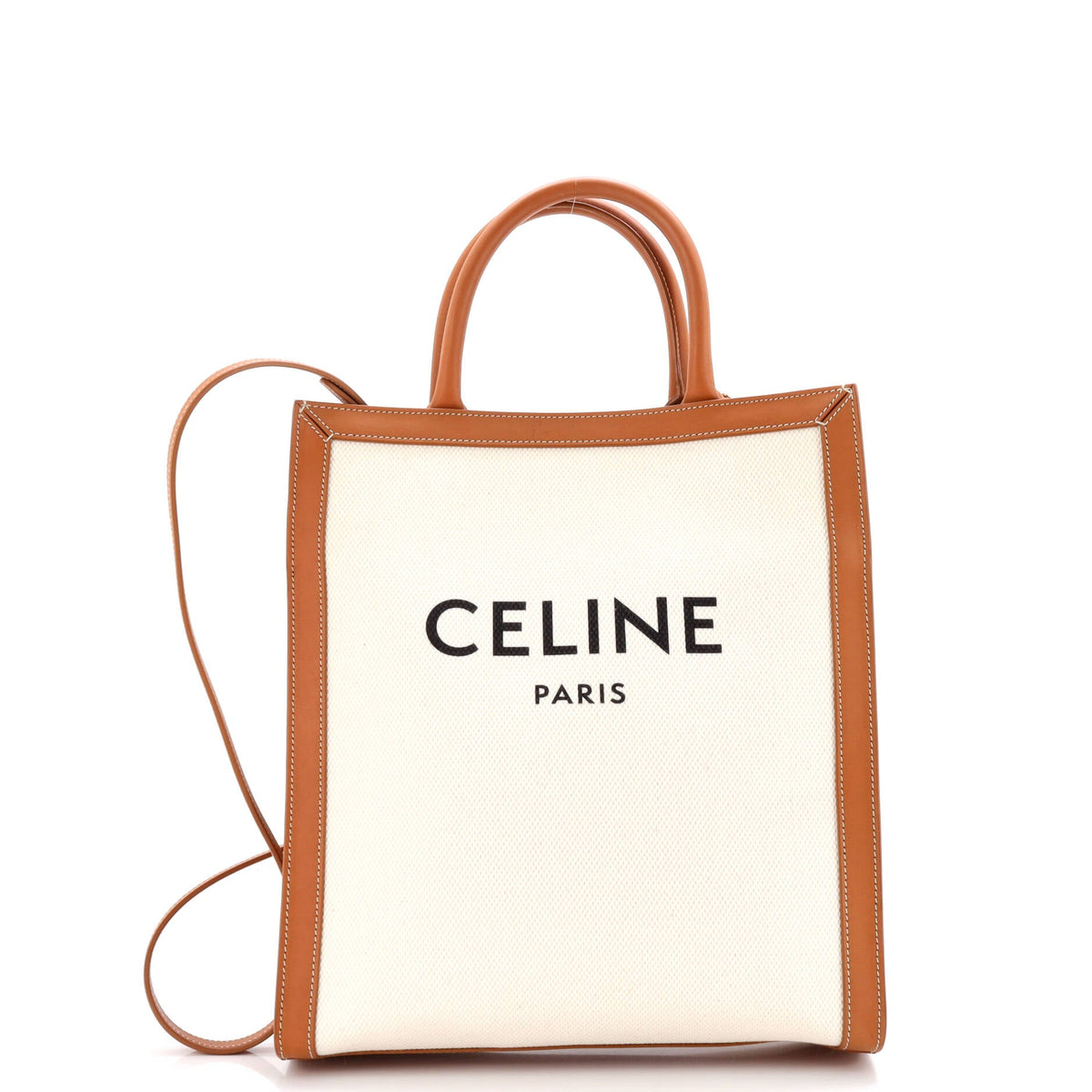 Celine CELINE Vertical Cabas Tote Canvas with Leather Small