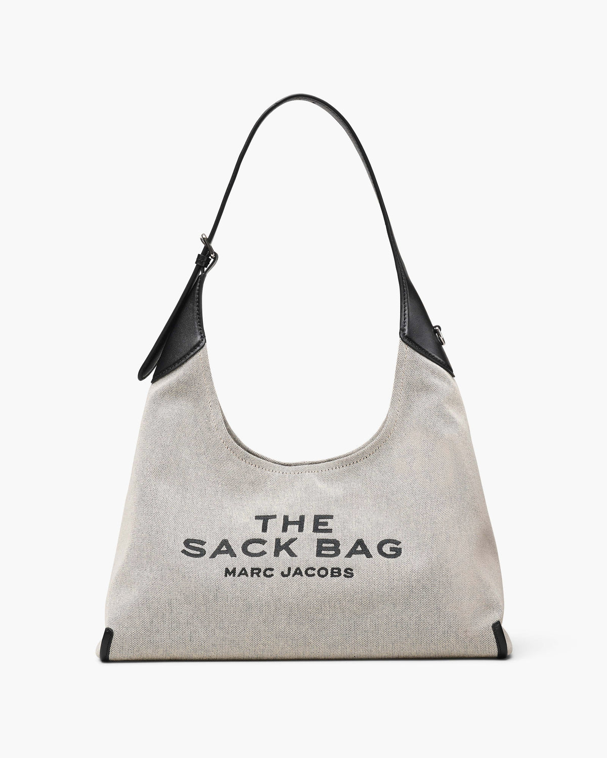 Marc Jacobs Marc Jacobs The Leather-Trim Canvas Belted Sack Bag in Ivory/Black
