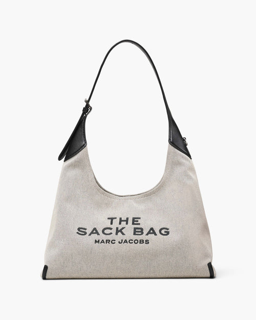 Marc Jacobs The Leather-Trim Canvas Belted Sack Bag in Ivory/Black