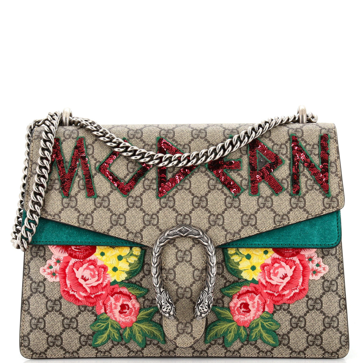 Gucci GUCCI Dionysus Bag Embroidered GG Coated Canvas Medium
