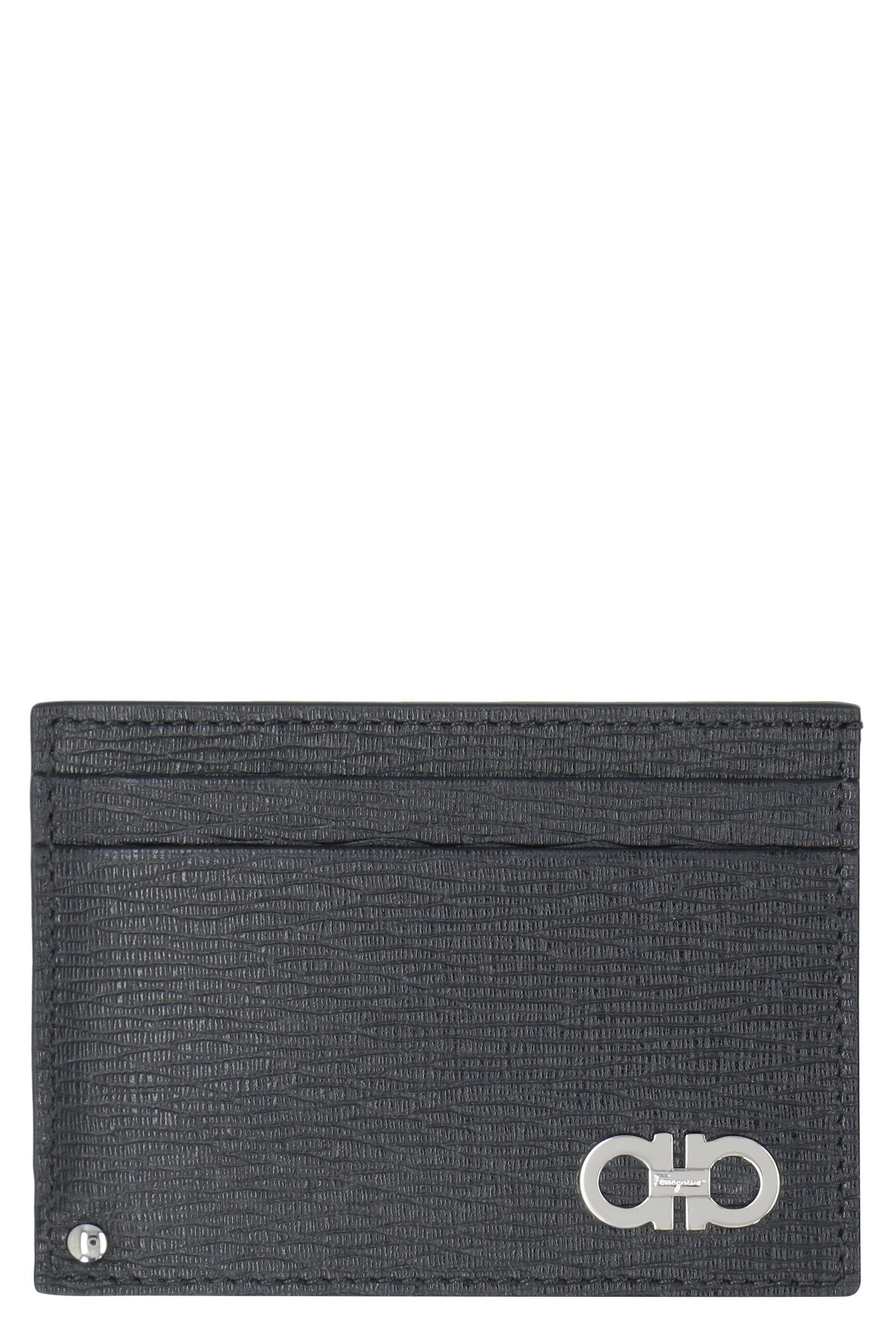 Ferragamo Men's Gancini Leather Card Holder in Black | 66A061 Color 685914