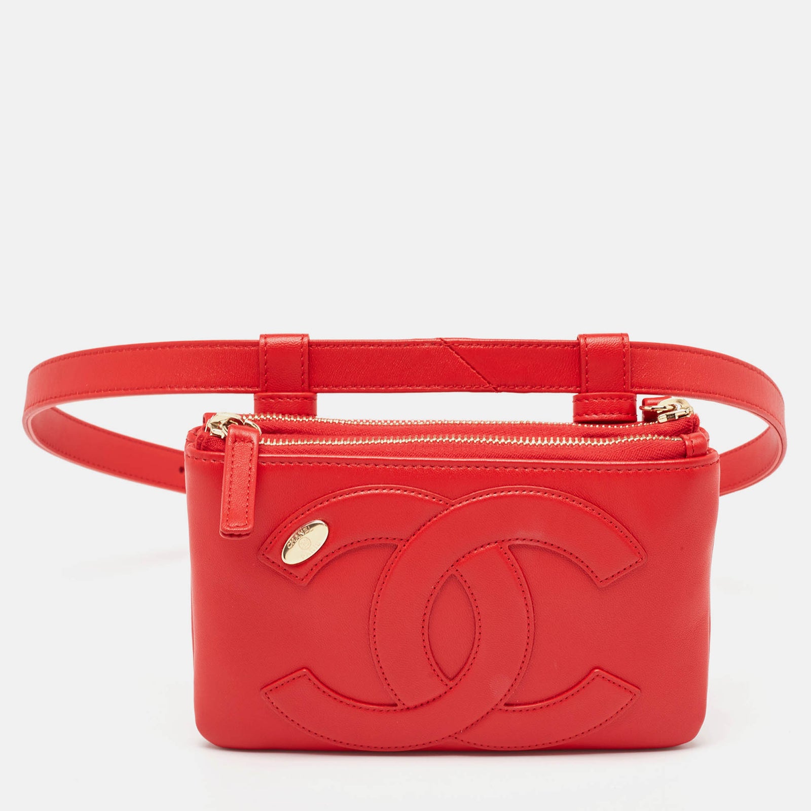 Chanel Rote CC Mania Gürteltasche aus Leder