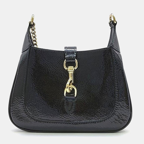 Black Leather Jackie Notte Mini Shoulder Bag